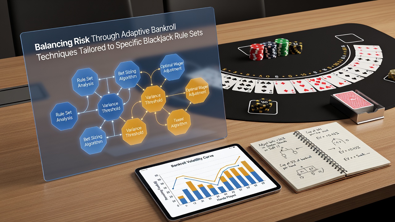 Illustration von Bankroll-Anpassungen bei variierenden Blackjack-Regeln und Deckpenetration