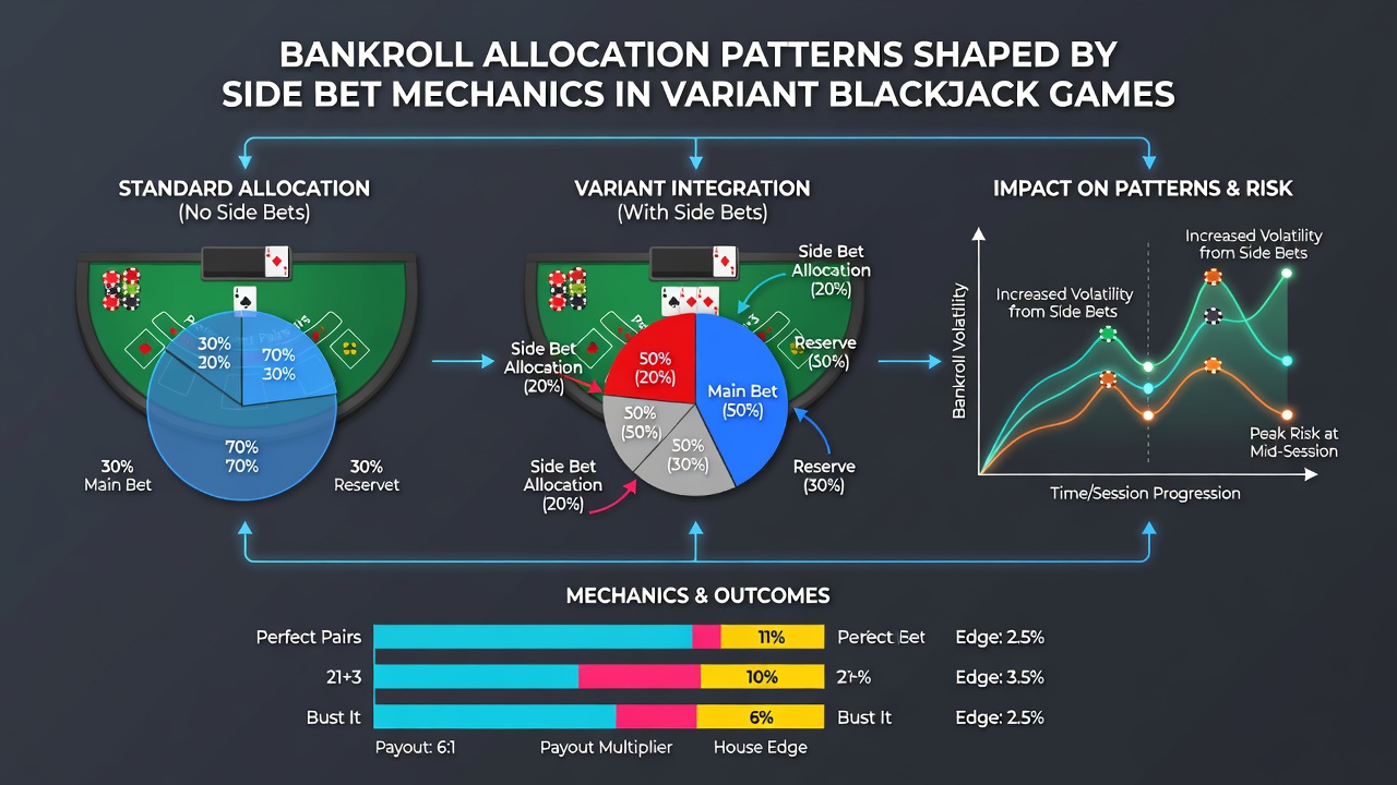 Grafiken zu Allokationsmustern und Varianz in Side-Bet-Blackjack