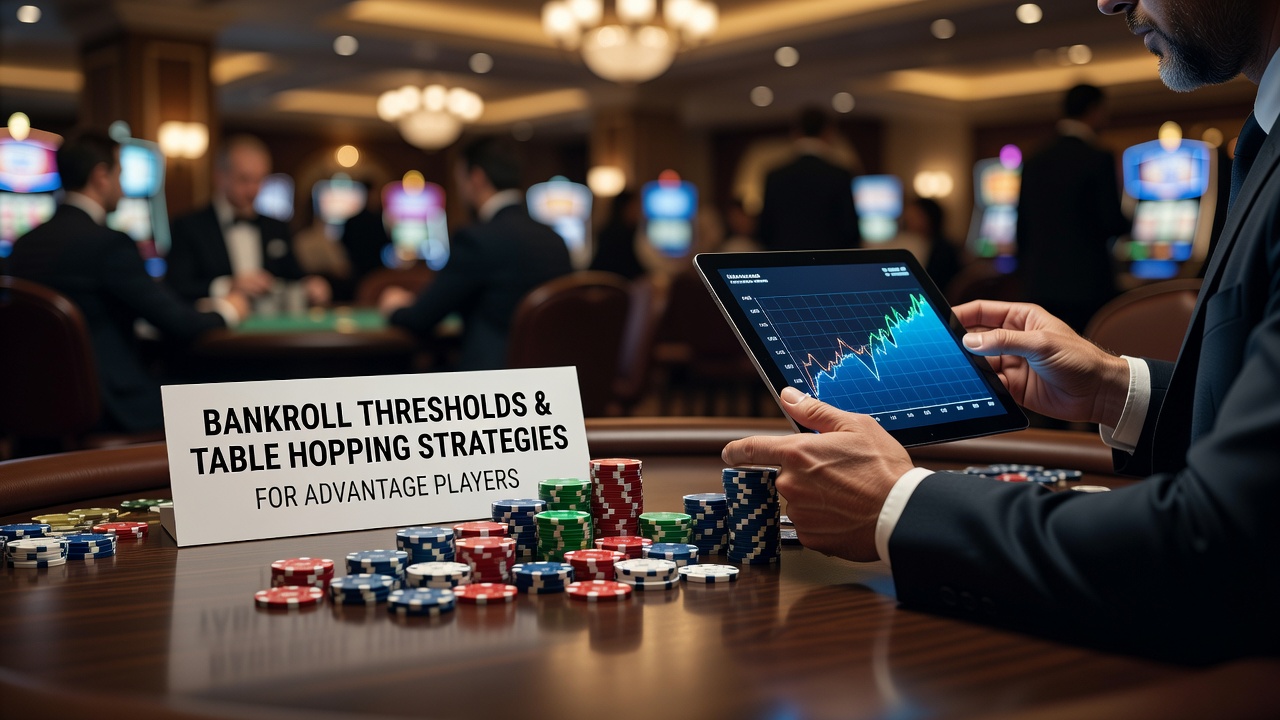 Darstellung von Bankroll-Schwellenwerten und Tischwechsel-Strategien in Blackjack-Umgebungen