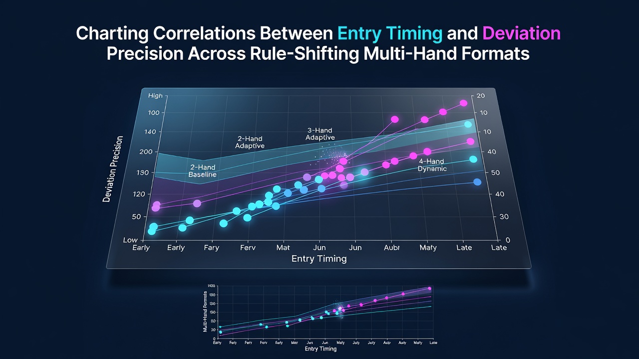 Diagramm zur Korrelation zwischen Eintrittszeitpunkt und Abweichungspräzision in Multi-Hand-Blackjack-Formaten