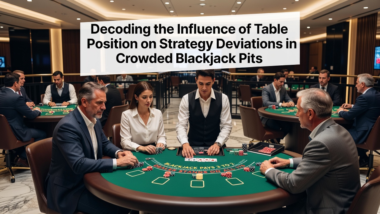 Überfüllter Blackjack-Tisch mit Spielern an unterschiedlichen Positionen in einem Casino-Pit