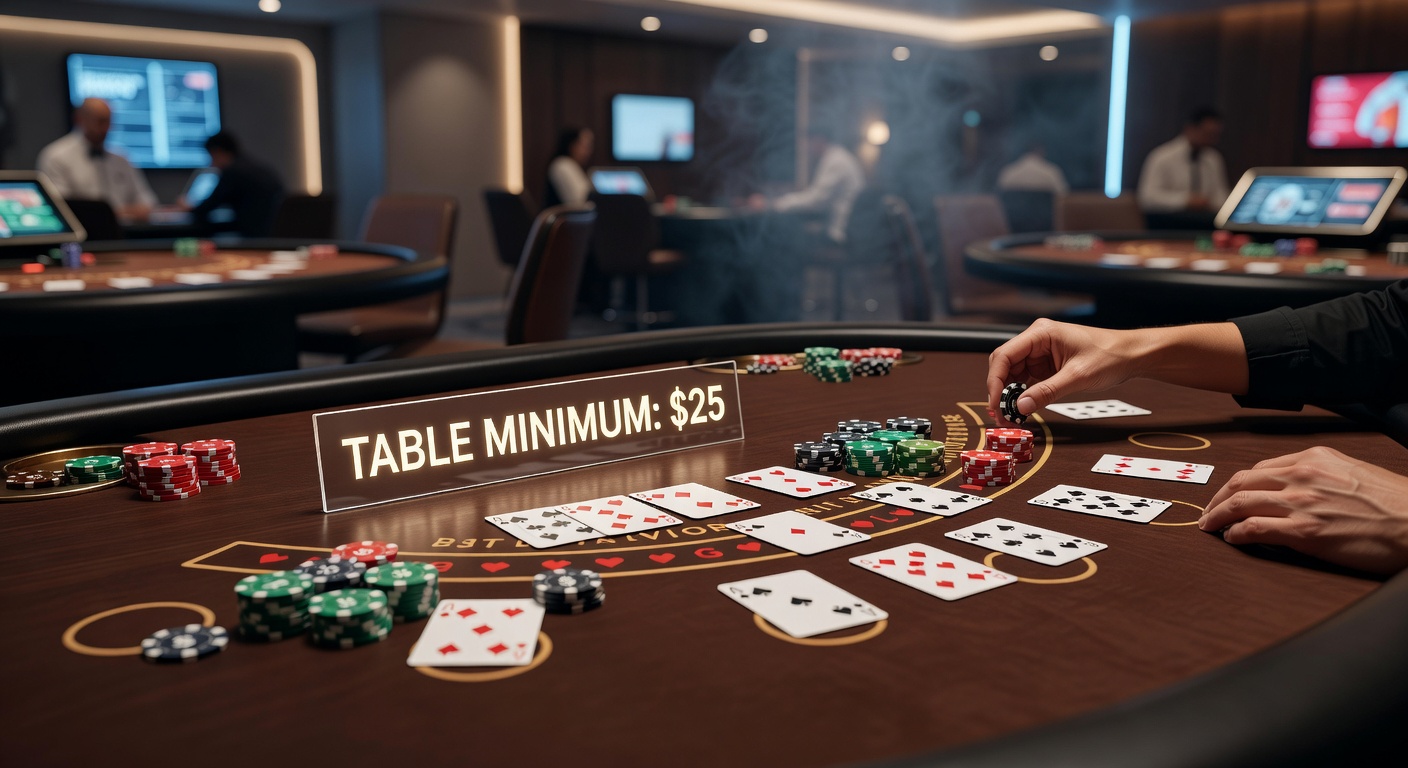 Blackjack-Tisch mit variablen Mindesteinsätzen und Spielern bei der Anpassung ihrer Strategien