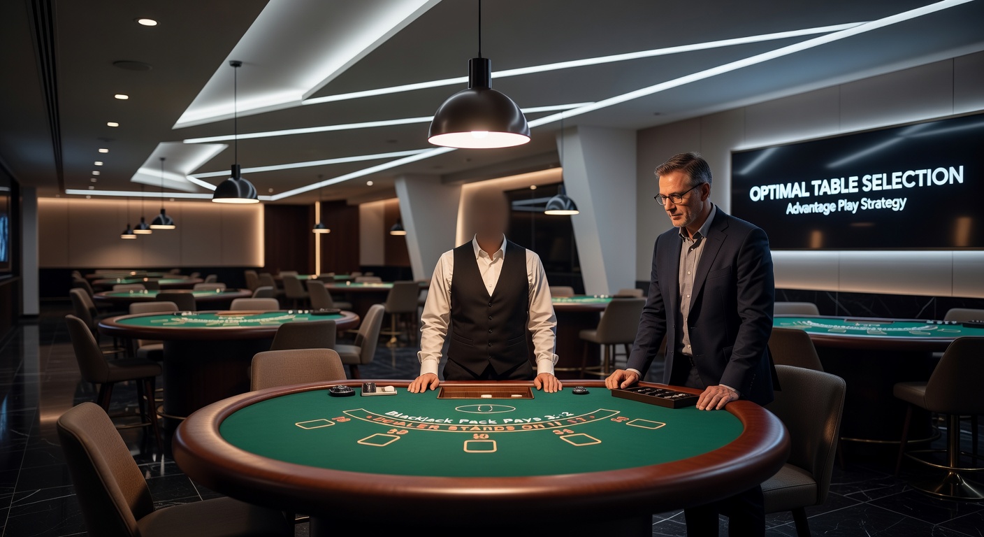 Casino-Architektur mit strategisch platzierten Blackjack-Tischen und Überwachungselementen