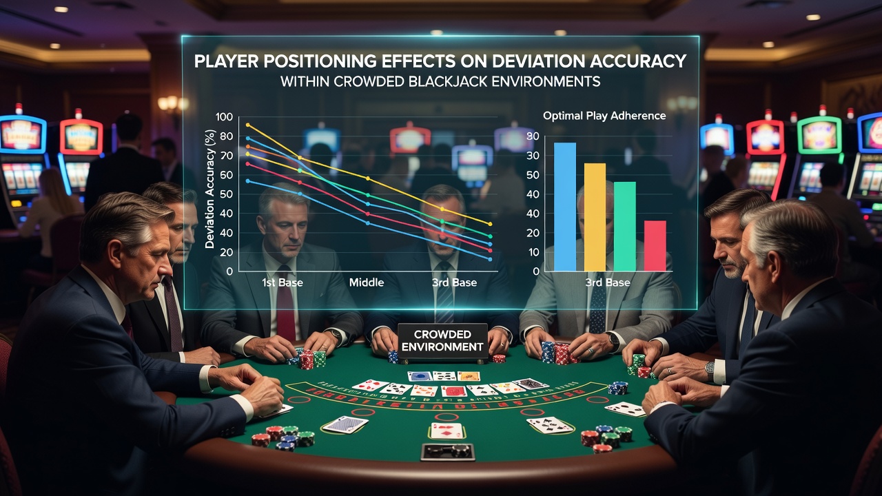 Detailansicht einer Blackjack-Tischposition mit Fokus auf visuelle Linien und Ablenkungen in einem vollen Pit