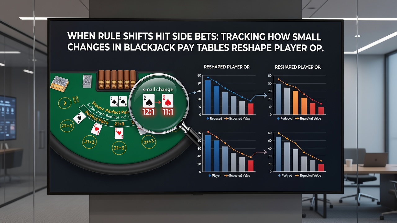 Detailansicht eines Blackjack Pay Tables mit Side Bet Optionen